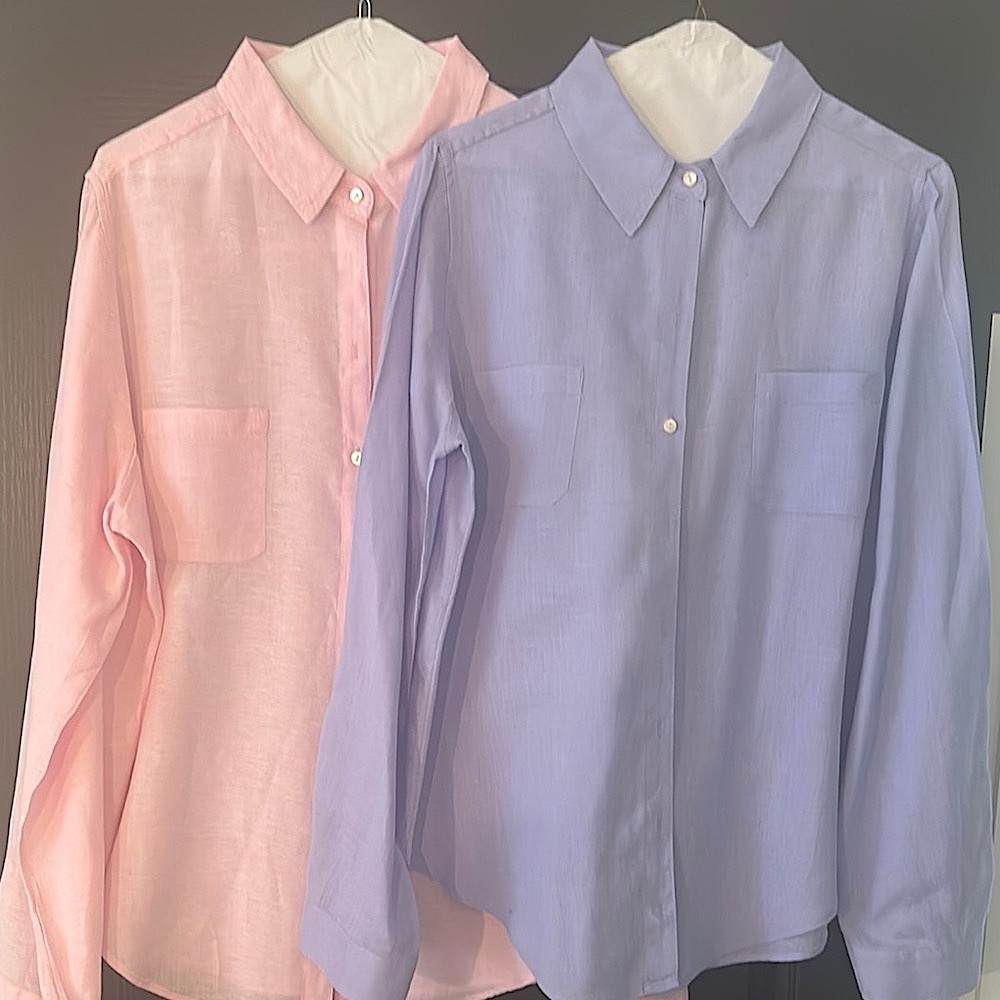 Lily Pulitzer Lilac Linen Button-Up Shirt Medium